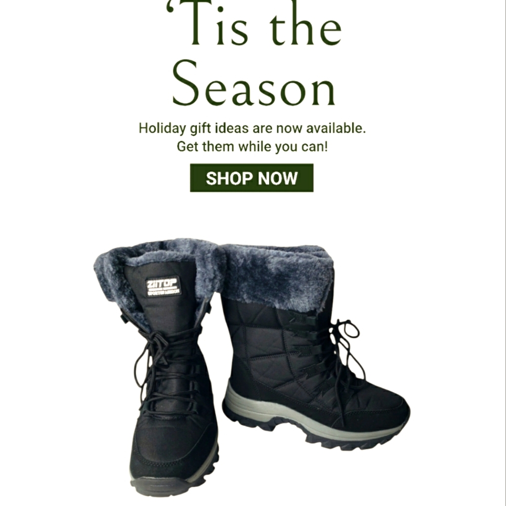 Womens Plush Lined Waterproof Mid-Calf Winter Snow Anti-Slip Lug Style Boots NWO